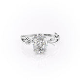 Lustrella 2.50 Carat Oval VVS1 Lab-Grown Three Stone Engagement Ring 18K White Gold Front View