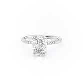 Lustrous Radiance 2 Carat VVS1 Lab-Grown Hidden Halo Pave Engagement Ring in 18K White Gold Front View