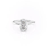 Lyra Cascade 2.63 Carat VVS Lab-Grown Oval Hidden Halo Engagement Ring in 18K White Gold Front View