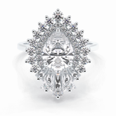 Sunburst Majesty 1.65 Carat Pear VS1 Lab-Grown Halo Engagement Ring in 18K Gold