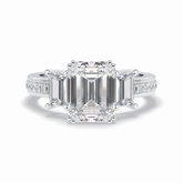 Majestic Monarch 2.56 Carat Emerald VS1 Lab-Grown Three Stone Engagement Ring in 18K Gold