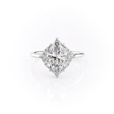 Majestic Marquise 1.10 Carat VVS1 Lab-Grown Three Stone Engagement Ring in 18K White Gold Front View