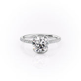 Marin Row 2.15 Carat VVS Lab-Grown Round Half-Bezel Pavé Engagement Ring in 18K White Gold Front Side View
