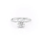Meridian Grace 2.50 Carat VVS Lab-Grown Round Hidden Halo Pave Engagement Ring in 18K White Gold Front View