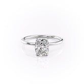 Mooncrest 3.05 Carat VVS Lab-Grown Elongated Cushion Hidden Halo Engagement Ring in 18K White Gold Front View