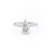 Nacre Vale 1.90 Carat VVS Lab-Grown Pear Hidden Halo Pave Engagement Ring in 18K White Gold Front View