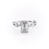 Noble Splendor 2 Carat VVS1 Lab-Grown Emerald Three Stone Engagement Ring in 18K White Gold Front View