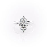 Nova Marquise 1.56 Carat VVS1 Lab-Grown Hidden Halo Engagement Ring in 18K White Gold Front View