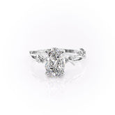 Opulent Serenity 2 Carat VVS1 Lab-Grown Oval Three Stone Ring in 18K White Gold Front View
