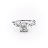 Prismatic Whisper 1.05 Carat VVS1 Lab‑Grown Cushion Textured Three Stone Ring in 18K White Gold Front View