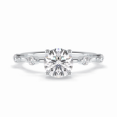 Quintessence 1.11 Carat Round VS1 Lab-Grown Solitaire With Accents Engagement Ring in 18k Gold