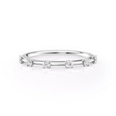 Radiant Bloom VVS1 Lab-Grown Half-Eternity Wedding Ring in 18K White Gold Front View