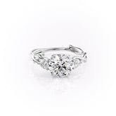 Regal Harmony 1 Carat VVS1 Lab-Grown Three Stone Engagement Ring in 18K White Gold Front View