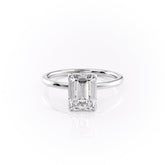 Regal Prism Emerald 2.52 Carat VVS1 Lab-Grown Hidden Halo Engagement Ring in 18K White Gold Front View