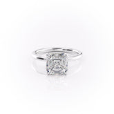 Royal Reflection 2.04 Carat VVS1 Lab-Grown Asscher Hidden Halo Engagement Ring in 18K White Gold Front View