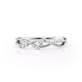 Serene Bloom VVS1 Lab-Grown Vintage Wedding Ring in 18K White Gold Front View