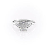 Silvara Column 2.90 Carat VVS Lab-Grown Emerald Engagement Ring in 18K White Gold Front Gold