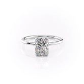 Solar Flare 3.10 Carat VVS1 Lab-Grown Radiant Hidden Halo Engagement Ring in 18K White Gold Front View