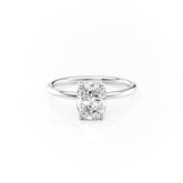 Solara Muse 2.57 Carat VVS Lab-Grown Elongated Cushion Hidden Halo Engagement Ring in 18K White Gold Front View