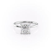 Solstice Princess 1.02 Carat VVS1 Lab-Grown Hidden Halo Engagement Ring in 18K White Gold Front View