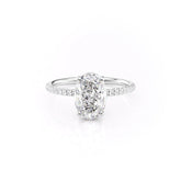 Sora Vow 3.33 Carat VVS Lab-Grown Oval Hidden Halo Pave Engagement Ring in 18K White Gold Front View