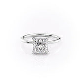 Sovereign Edge 3.72 Carat VVS Lab-Grown Princess Hidden Halo Engagement Ring in 18K White Gold Front View