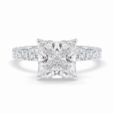 Square 2.58 Carat Princess VS1 Lab-Grown Pave Engagement Ring in 18k Gold