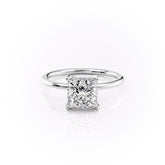 Starfall 1.86 Carat VVS1 Lab-Grown Princess Hidden Halo Engagement Ring in 18K White Gold Front View