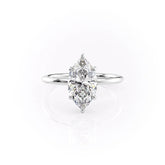 Starleaf Reverie 3 Carat VVS Lab-Grown Marquise Hidden Halo Engagement Ring in 18K White Gold Front View