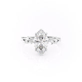 Starlit 3 Carat VVS1 Lab-Grown Marquise Three-Stone Engagement Ring in 18K White Gold Front View