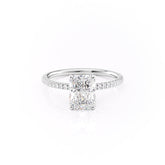 Stellar Prism 2.10 Carat VVS1 Lab-Grown Radiant Hidden Halo Pave Engagement Ring in 18K White Gold Front View