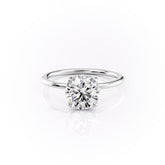 Stellar Round 2.50 Carat VVS1 Lab‑Grown Hidden Halo Engagement Ring in 18K White Gold Front View