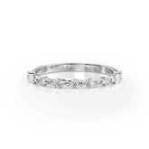 Stellar VVS1 Lab-Grown Half-Eternity Wedding Ring in 18K White Gold Front View