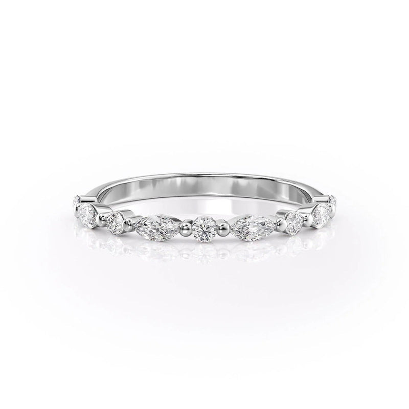 Stellar VVS1 Lab-Grown Half-Eternity Wedding Ring in 18K White Gold Front View