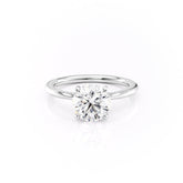 Stellar Whisper 2 Carat VVS1 Lab-Grown Round Solitaire With Accents Engagement Ring in 18K White Gold Front View