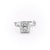 Sylvan Crown 2.85 Carat VVS Lab-Grown Princess Halo Three-Stone Engagement Ring in 18K White Gold Front View