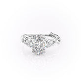 Timeless Elegance 1.58 Carat VVS1 Lab-Grown Oval Three Stone Engagement Ring in 18K White Gold
Front View