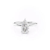 Vela Drift 2 Carat VVS Lab-Grown Pear Hidden Halo Engagement Ring in 18K White Gold Front View