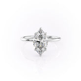 Vesper 2.02 Carat VVS Lab-Grown Marquise Hidden Halo Engagement Ring in 18K White Gold Front View