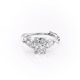Willow Crown 3.07 Carat VVS Lab-Grown Elongated Cushion Three-Stone Engagement Ring in 18K White Gold Front View