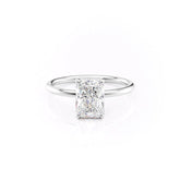 Zenith Edge 2.04 Carat VVS Lab-Grown Radiant Hidden Halo Engagement Ring in 18K White Gold Front View