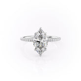 Zephyra 3.30 Carat VVS Lab-Grown Marquise Hidden Halo Pave Engagement Ring in 18K White Gold Front View