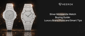 Silver moissanite watch buying guide main banner with luxury silver iced watches