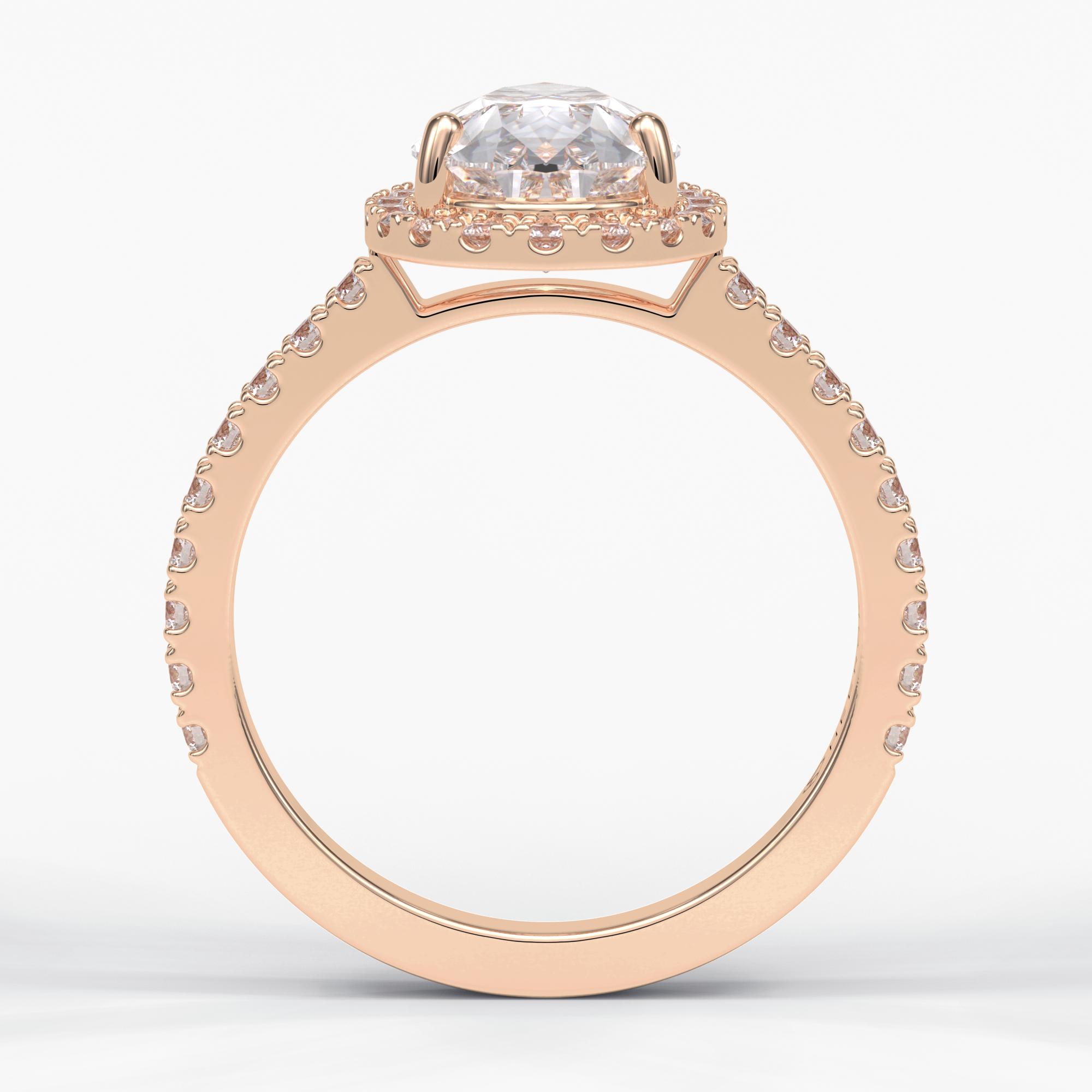 Apex 1.83 Carat Pear VS1 Lab-Grown Halo Engagement Ring in 18K Rose Gold