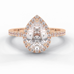 Apex 1.83 Carat Pear VS1 Lab-Grown Halo Engagement Ring in 18K Rose Gold