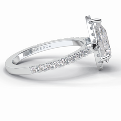 Apex 1.83 Carat Pear VS1 Lab-Grown Halo Engagement Ring in 18K White Gold