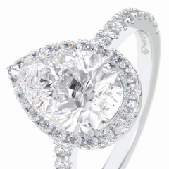 Apex 1.83 Carat Pear VS1 Lab-Grown Halo Engagement Ring in 18K White Gold