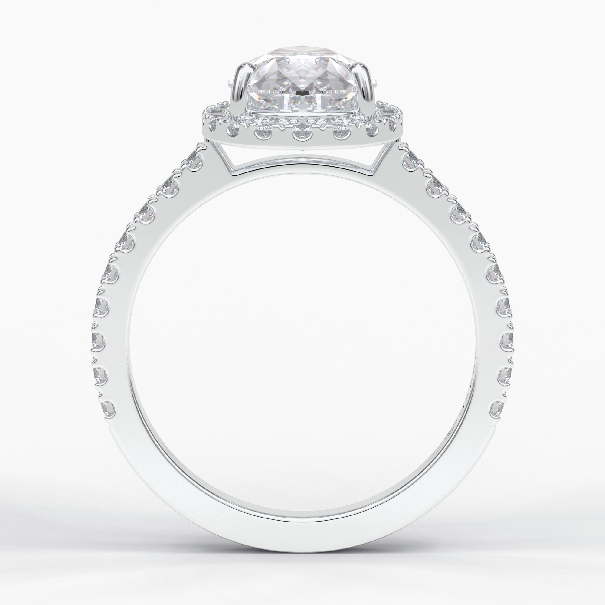 Apex 1.83 Carat Pear VS1 Lab-Grown Halo Engagement Ring in 18K White Gold