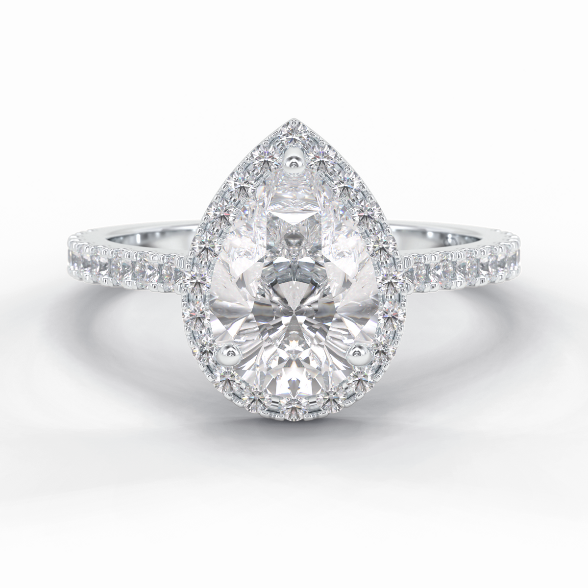 Apex 1.83 Carat Pear VS1 Lab-Grown Halo Engagement Ring in 18K White Gold
