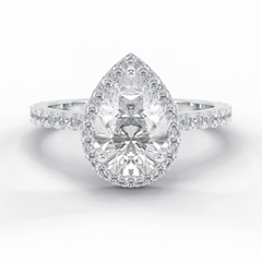Apex 1.83 Carat Pear VS1 Lab-Grown Halo Engagement Ring in 18K White Gold